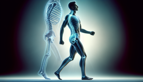 Illustration of person walking with proper posture to avoid back pain and lower back pain.