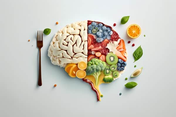 picture of the Brain with food that help promote brain health